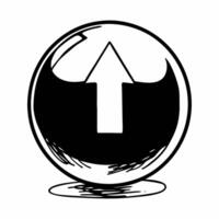 Flat Glossy blue sphere with rising arrow concept as Dolly shot approaching a glossy blue sphere A glowing arrow rises upward symbolizing growth Camera pans to reveal extensive c Square Square vector