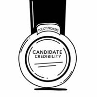 Flat Glossy campaign medal with policy engravings concept as Macro shot of a glossy campaign medal with policy promises engraved on its surface Camera moves along the medals edge Square Square vector