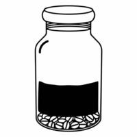 Flat Glossy donation jar with policy seeds concept as Macro shot of a glossy donation jar with seeds labeled with policy areas Camera pans across the jar surface revealing various Square Square vector