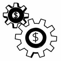 Flat Glossy gears with dollar symbol concept as Close up pan across glossy interlocking gears A dollar symbol appears in the center representing financial mechanisms Camera zooms Square Square vector