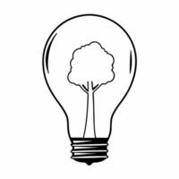 Flat Glossy Light Bulb Tree with Copy Space concept as A glossy light bulb shaped like a tree stands on a plain white background leaving significant copy space to the left The cam Square Square vector