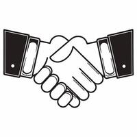 Flat Glossy Hands Shaking with Copy Space concept as Two glossy hands shaking set against a plain white background leaving significant copy space to the left The camera captures a Square Square vector
