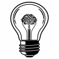 Flat Glossy Light Bulb with Tree Inside and Copy Space concept as A glossy light bulb containing a tree stands on a plain white background leaving significant copy space to the rig Square Square vector