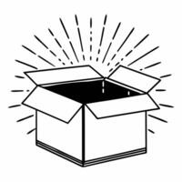 Flat Glossy Open Box with Copy Space concept as A glossy open box sits on a plain white background leaving generous copy space above The camera captures a front facing medium shot Square Square vector