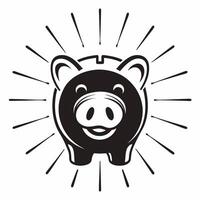 Flat Glossy Piggy Bank with Copy Space concept as A glossy piggy bank sits on a plain white background leaving ample copy space above The camera captures a low angle close up high Square Square vector