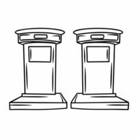 Flat Glossy podiums with real time poll updates concept as Wide shot of two glossy debate podiums with real time poll updates displayed on their fronts Camera slowly circles the p Square Square vector