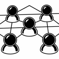 Flat Glossy network of connected voters concept as Close up of glossy spheres representing voters connected by glowing lines Camera moves through the network Large copy space on Square Square vector