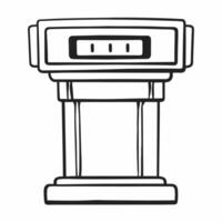 Flat Glossy podium with vote counter concept as Close up of a glossy podium with a digital vote counter display Camera slowly zooms out to reveal the full podium Clean white back Square Square vector
