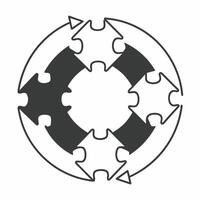 Flat Glossy puzzle pieces forming circular economy diagram concept as Tracking shot of glossy puzzle pieces coming together to form a circular economy diagram Camera moves up to s Square Square vector