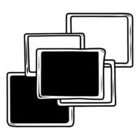 Flat Glossy speech bubble collage concept as Close up of overlapping glossy speech bubbles in various colors Camera moves through gaps between bubbles Large copy space within bub Square Square vector