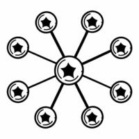 Flat Glowing nodes of shared value creation concept as Close up of holographic nodes representing business community and environment with glowing connections forming between them Square Set 2 Square vector
