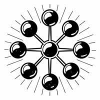 Flat Glowing nodes of shared value creation concept as Close up of holographic nodes representing business community and environment with glowing connections forming between them Square Square vector