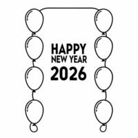 Flat Golden Balloon Frame concept as A frame made of golden balloons designed to hold the text Happy New Year 2026 The isolated white background enhances the festive feel making i Square Square vector