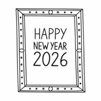 Flat Golden Frame with 2026 concept as An elegant golden frame designed to hold the text Happy New Year 2026 isolated on a white background The camera captures the intricate detai Square Square vector