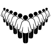 Flat Gravity defying voter queue concept as Close up of a line of stylized human figures floating in a queue formation Camera moves along the line against a white backdrop represe Square Square vector