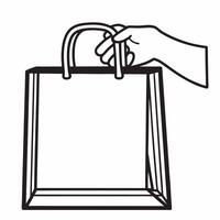 Flat Hand Holding Shopping Bag concept as A plain hand extends into the frame holding a shopping bag against a glossy white background leaving significant copy space to the right Square Square vector