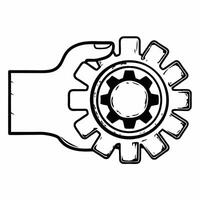 Flat Hand and Gear Icon concept as A illustration of a hand turning a gear representing action in innovation within ESG business Isolated on a white background ideal for in Square Square vector