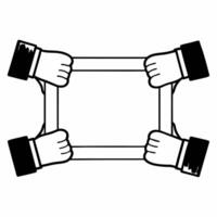Flat Handshake frame with diverse voter hands concept as Close up of a frame formed by two hands shaking with diverse hands holding various voting materials inside Camera slowly r Square Square vector