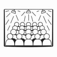 Flat Holographic campaign rally crowd concept as Medium shot of a holographic crowd at a campaign rally with enthusiasm meters floating above Camera moves through the crowd highli Square Square vector
