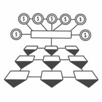 Flat Holographic campaign finance flowchart concept as Wide shot of a complex holographic flowchart illustrating campaign finance processes Glowing arrows connect various entities Square Set 4 Square vector