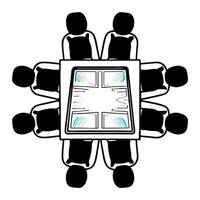 Flat Holographic conference table with nature centerpiece concept as Panning shot of a holographic conference table with business figures seated around it The center features a vi Square Square vector