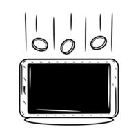 Flat Holographic cryptocurrency wallet with floating coins concept as Pan shot of a holographic cryptocurrency wallet device on a white surface Holographic coins of various crypto Square Square vector