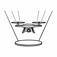 Flat Holographic drone with floating map markers concept as Tilt shot starting from a low angle showing a holographic drone on a white platform As the camera tilts up holographic Square Square vector