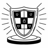 Flat Holographic election security shield concept as Close up of a glowing holographic shield symbolizing election security and integrity The shield rotates to reveal various secu Square Square vector