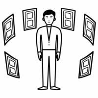 Flat Holographic election integrity guardian concept as Wide shot of a large holographic figure representing an election integrity guardian overlooking a miniature election landsca Square Square vector