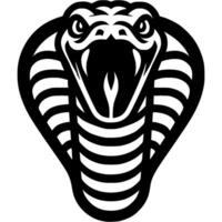 Tattoo of hissing and angry cobra snake head in monochrome. Wild cobra in madness. Engraving minimalistic image in black ink drawing on white background vector