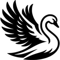 Tattoo of graceful swan spread its wings in monochrome. Majestic swan bird. Engraving minimalistic image in black ink drawing on white background vector