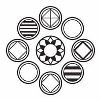 Flat Holographic political party logos concept as Medium shot of multiple holographic political party logos floating and rotating in space Each logo glows with its partys colors Square Square vector