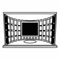 Flat Holographic political spectrum analyzer concept as Wide shot of a holographic political spectrum analyzer displaying candidate positions on various issues The spectrum glows Square Square vector