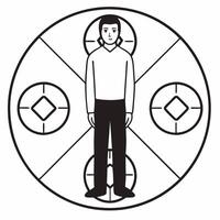Flat Holographic poll worker with integrity aura concept as Wide shot of a holographic poll worker surrounded by a glowing integrity aura Camera slowly circles the figure revealin Square Square vector