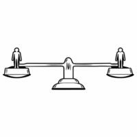 Flat Holographic scale adjusting ESG elements concept as Panning shot of a holographic scale with E S and G elements on different sides Camera follows business figures adjusting w Square Square vector
