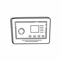 Flat Holographic smart thermostat with floating temperature graph concept as Dolly shot moving towards a holographic smart thermostat on a white wall A holographic temperature gra Square Square vector