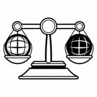 Flat Holographic scales balancing profit and planet concept as Panning shot of holographic scales with a gold coin on one side and a miniature Earth on the other perfectly balanced Square Square vector