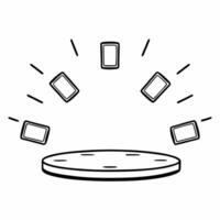 Flat Holographic smart home hub with floating IoT icons concept as Tracking shot circling a holographic smart home hub on a white surface Holographic icons representing various Io Square Square vector