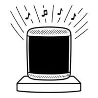 Flat Holographic smart speaker with floating music notes concept as Tilt shot starting from a low angle showing a holographic smart speaker on a white platform As the camera tilts Square Square vector