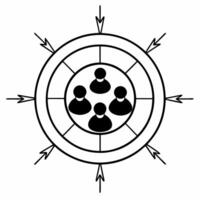 Flat Holographic sustainability target with community arrows concept as Panning shot of a holographic sustainability target with arrows representing different community groups conv Square Square vector