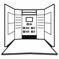 Flat Holographic voting booth with policy selector concept as Wide shot of a holographic voting booth with a floating policy selector interface Camera slowly zooms in on the inter Square Square vector