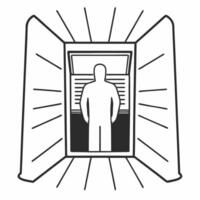 Flat Holographic voting booth with touch interface concept as Wide angle view of a person interacting with a holographic voting booth The booth features a glowing touch interface Square Square vector