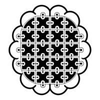 Flat Holographic white puzzle pieces forming a complete brain concept as Wide shot of holographic white puzzle pieces assembling to form a brain Camera follows the pieces as they Square Square vector