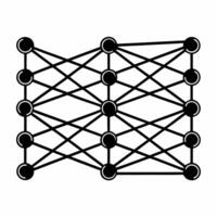 Flat Integrity enhanced prediction neural network concept as Wide shot of a neural network representing election predictions with nodes glowing to indicate integrity enhancements Square Square vector