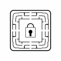 Flat Integrity lock and key maze concept as Minimal design of locks and keys forming a maze like pattern representing election security Camera navigates through the maze revealing Square Square vector