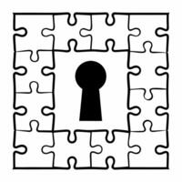 Flat Integrity puzzle with ballot piece concept as of a puzzle representing election integrity with a key piece shaped like a ballot Camera slowly zooms out to reveal the f Square Square vector