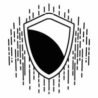 Flat Integrity shield over data stream cityscape concept as Wide shot of a transparent integrity shield hovering over a cityscape formed by streams of polling data Camera slowly p Square Square vector