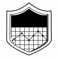 Flat Integrity shield protecting prediction graph concept as Illustration of a shield icon safeguarding a prediction graph line Camera slowly rotates around the shield revealing i Square Square vector