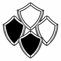 Flat Integrity shield force field tiles concept as Minimal design of overlapping shield icons creating a force field pattern for election integrity Camera moves through the force Square Square vector