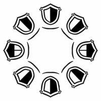 Flat Integrity shield tile constellation concept as Minimal design of integrity shield icons forming a constellation like pattern Camera slowly rotates around the pattern revealin Square Square vector